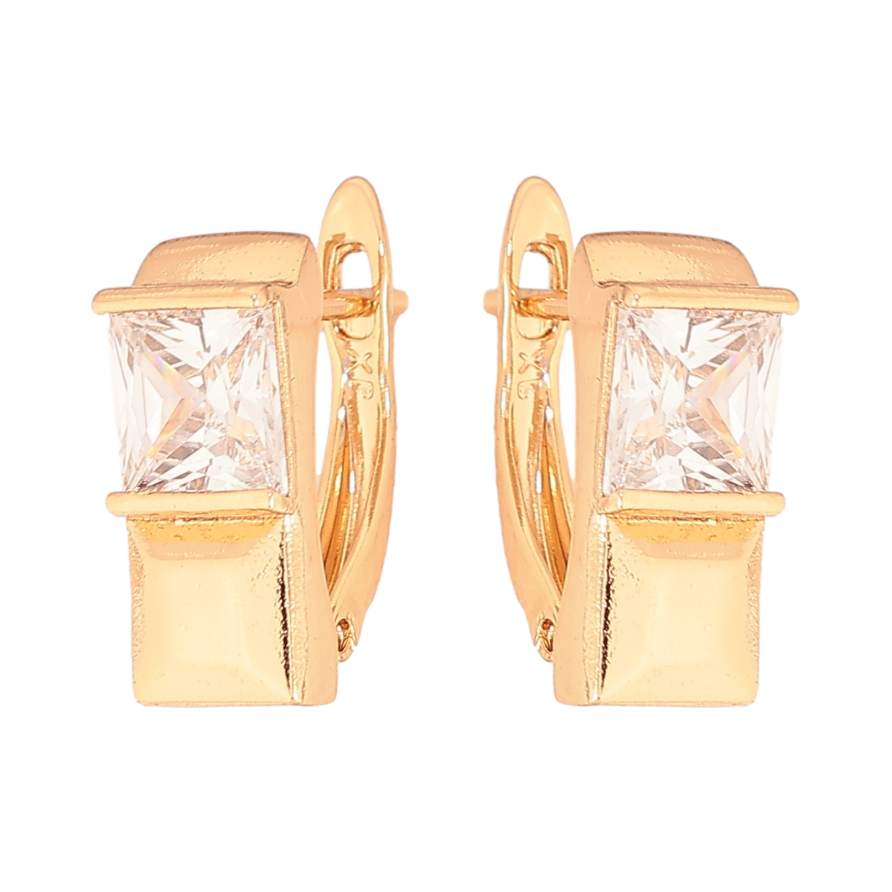 Сережки Xuping колір Позолота 18K англійський замок "Візерунок з кристалами" фото №1 Сережки Xuping колір Позолота 18K англійський замок "Візерунок з кристалами" фото №1