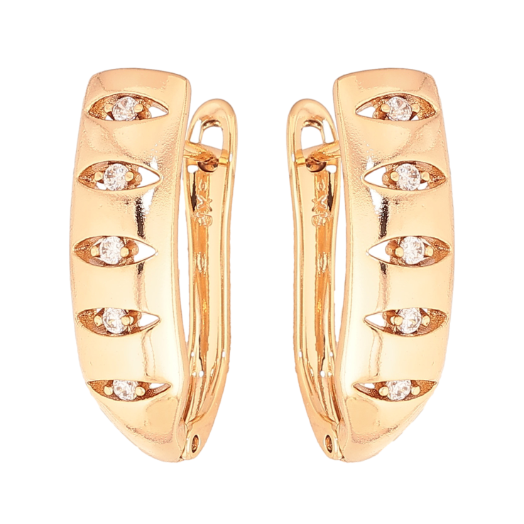 Серьги Xuping цвет Позолота 18K английский замок "Узор с кристаллами" фото №18