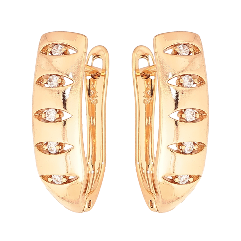 Сережки Xuping колір Позолота 18K англійський замок "Візерунок з кристалами" фото №1