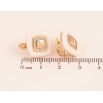 Сережки Xuping колір Позолота 18K англійський замок "Квадрати з білої кераміки вставка з кристалами" фото №2