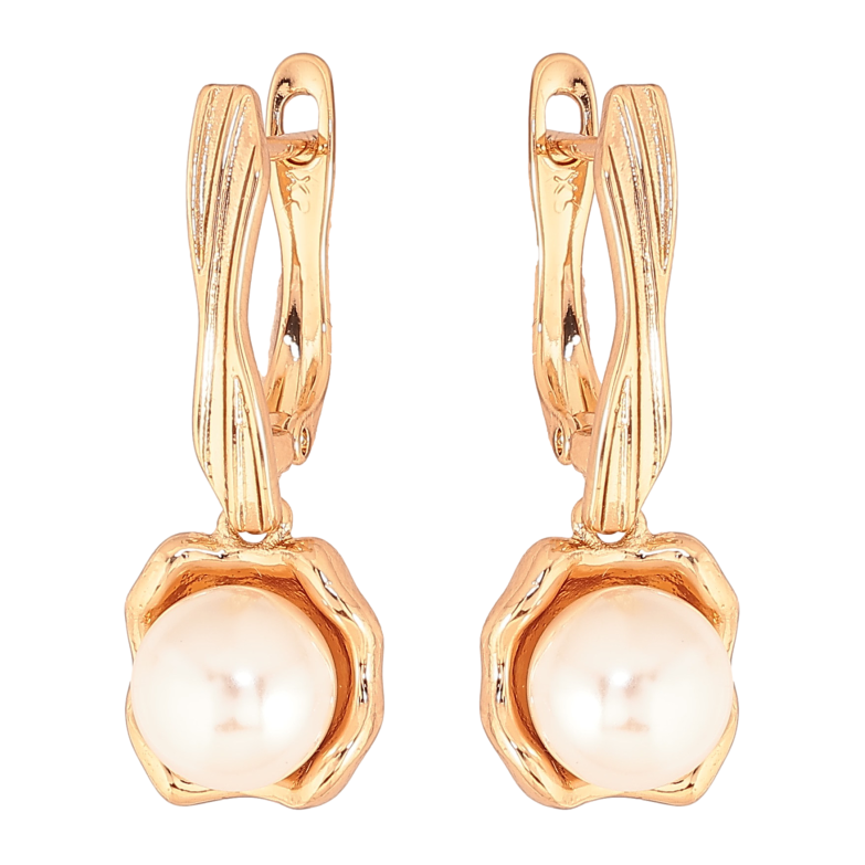 Сережки Xuping колір Позолота 18К англійський замок "Перлинні підвіски" фото №2