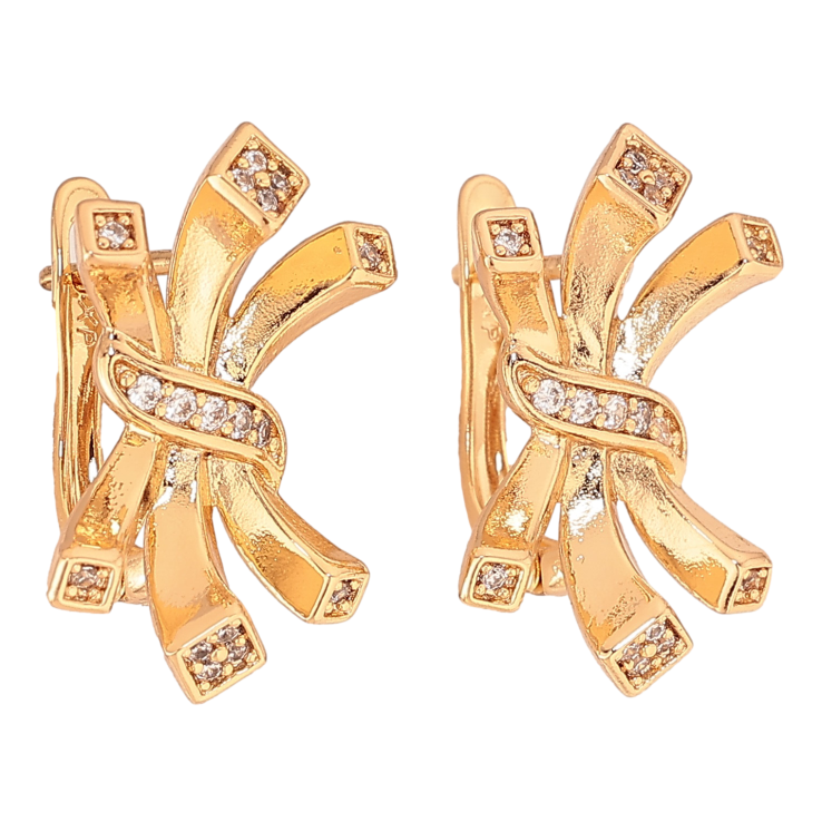 Серьги Xuping цвет Позолота 18K английский замок "Декоративный узор с кристаллами" фото №10