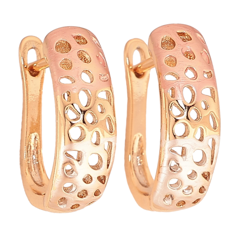 Серьги Xuping цвет Позолота 18К английский замок "Резной узор с покраской эмалью" фото №2 Серьги Xuping цвет Позолота 18К английский замок "Резной узор с покраской эмалью" фото №2