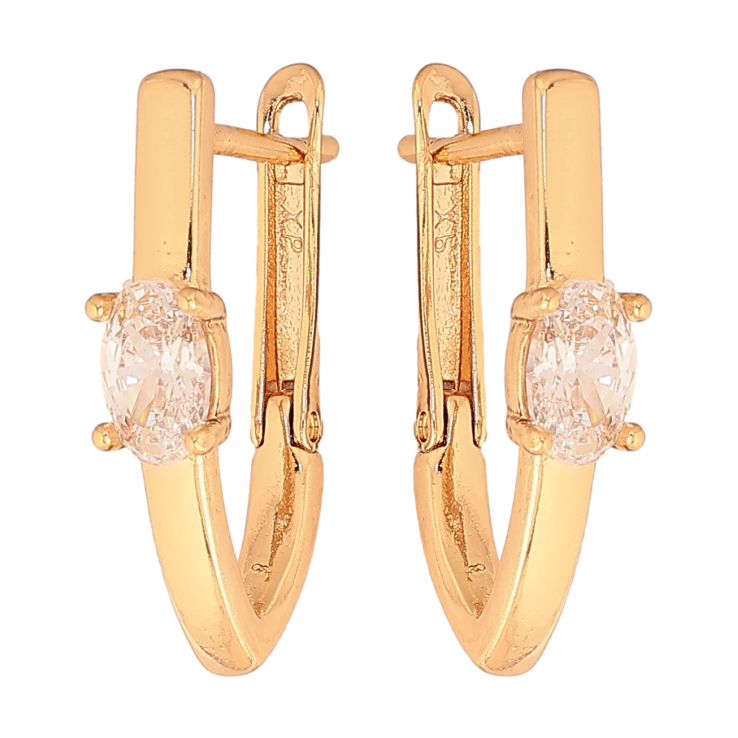 Сережки Xuping колір Позолота 18К англійський замок "Скоби з кристалами" фото №18 Сережки Xuping колір Позолота 18К англійський замок "Скоби з кристалами" фото №18