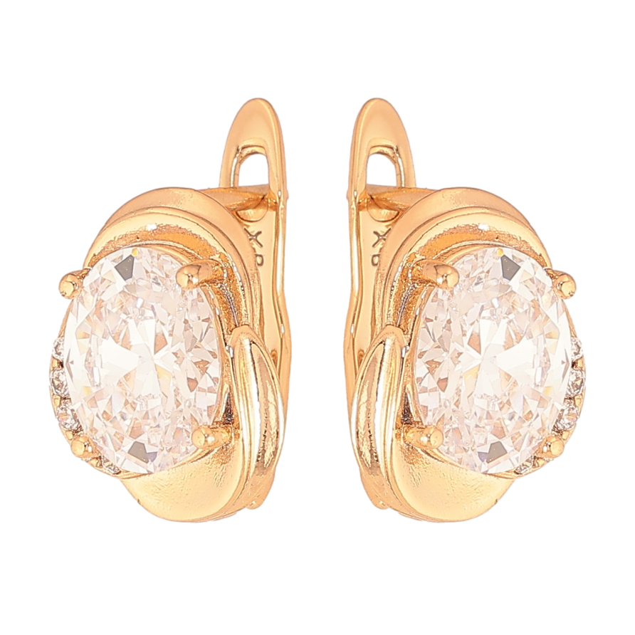 Серьги Xuping цвет Позолота 18К английский замок "Узор с кристаллами" фото №1 Серьги Xuping цвет Позолота 18К английский замок "Узор с кристаллами" фото №1