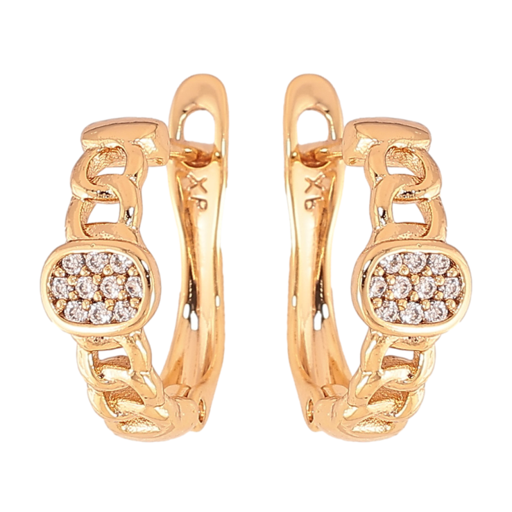 Сережки Xuping колір Позолота 18К англійський замок "Візерунок ланцюжок з кристалами" фото №10