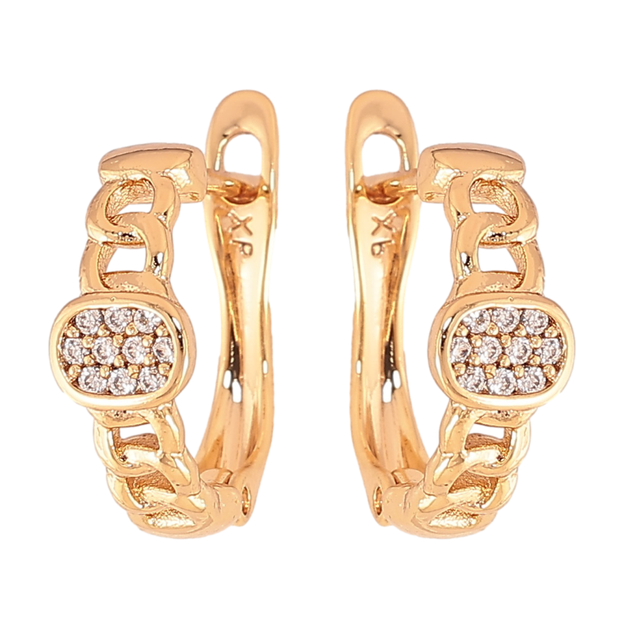 Сережки Xuping колір Позолота 18К англійський замок "Візерунок ланцюжок з кристалами" фото №1