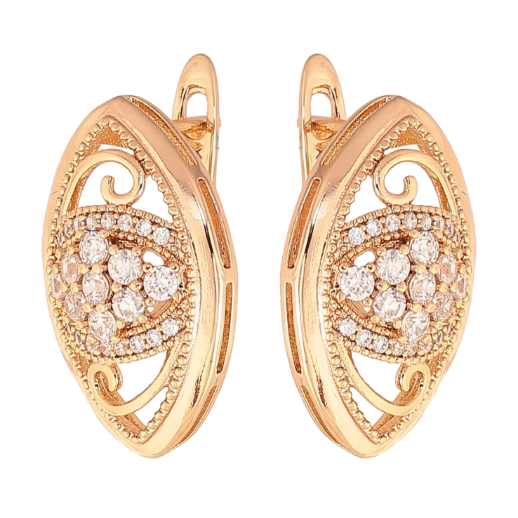 Сережки Xuping колір Позолота 18К англійський замок "Візерунок з кристалами" фото №25