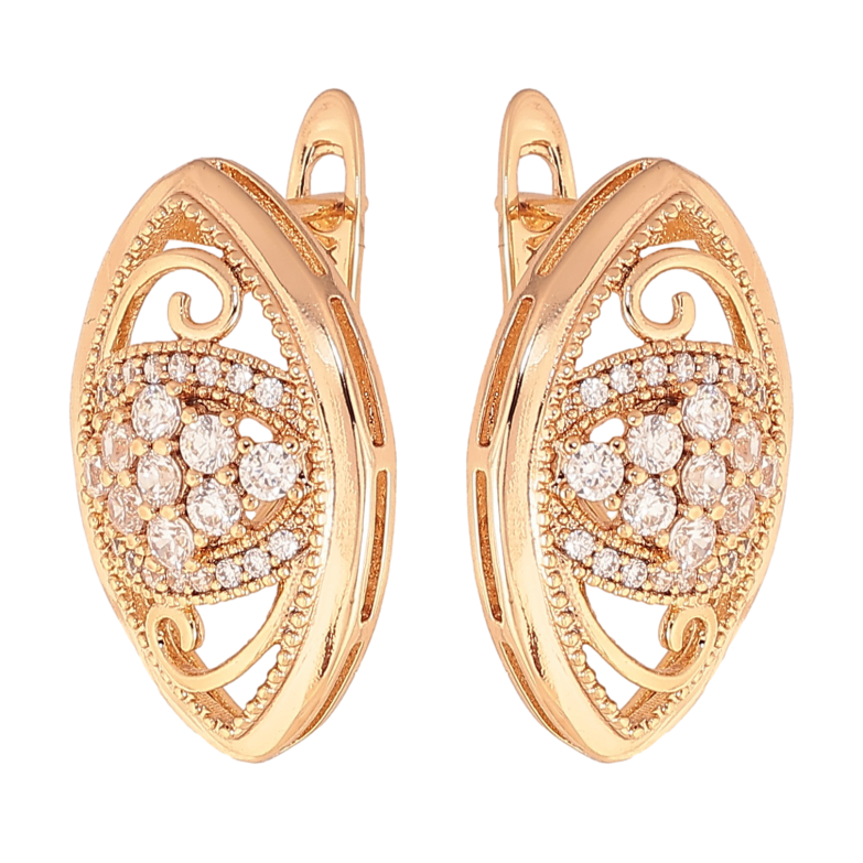 Серьги Xuping цвет Позолота 18К английский замок "Узор с кристаллами" фото №1 Серьги Xuping цвет Позолота 18К английский замок "Узор с кристаллами" фото №1