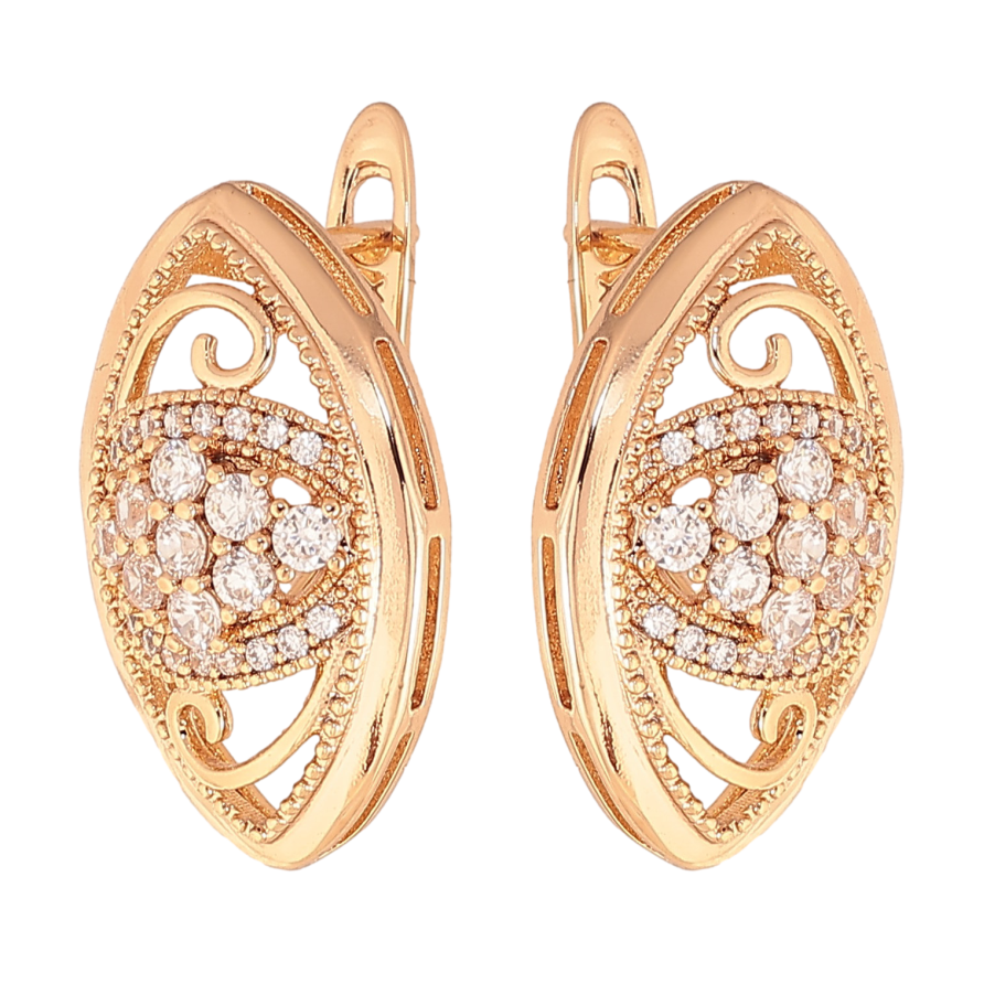 Сережки Xuping колір Позолота 18К англійський замок "Візерунок з кристалами" фото №1