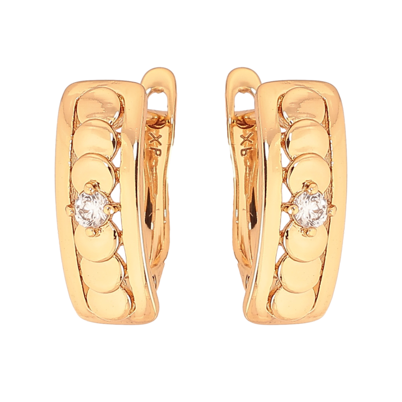 Сережки Xuping колір Позолота 18K англійський замок "Декоративний візерунок з кристалом" фото №1