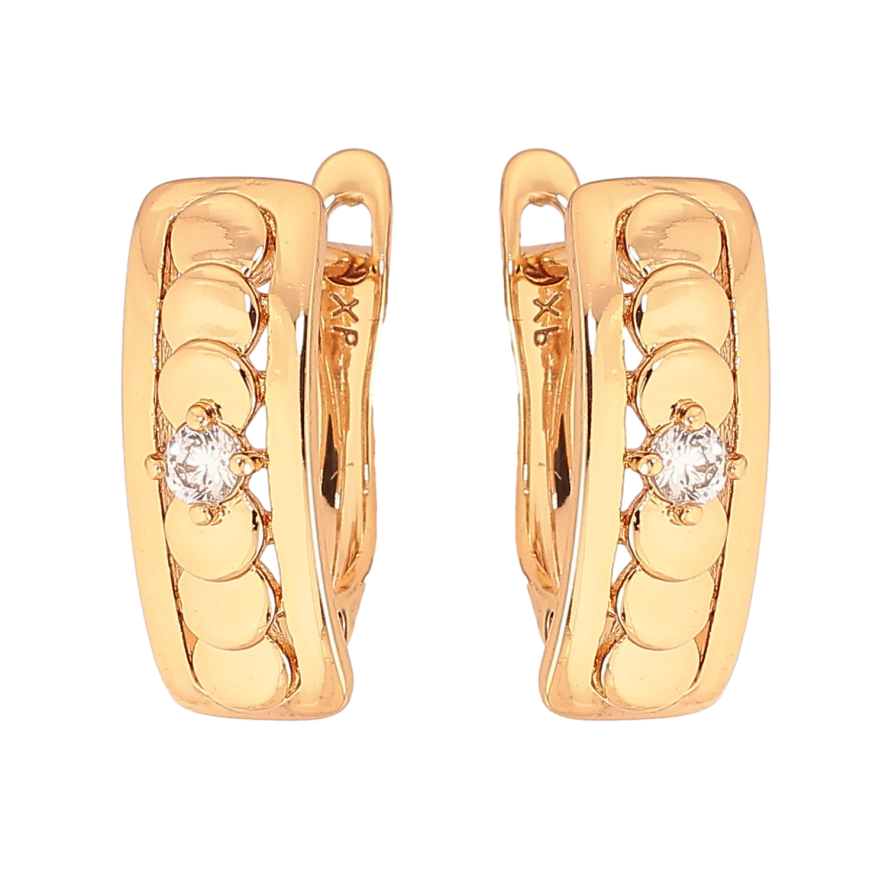 Серьги Xuping цвет Позолота 18K английский замок "Декоративный узор с кристаллом" фото №1