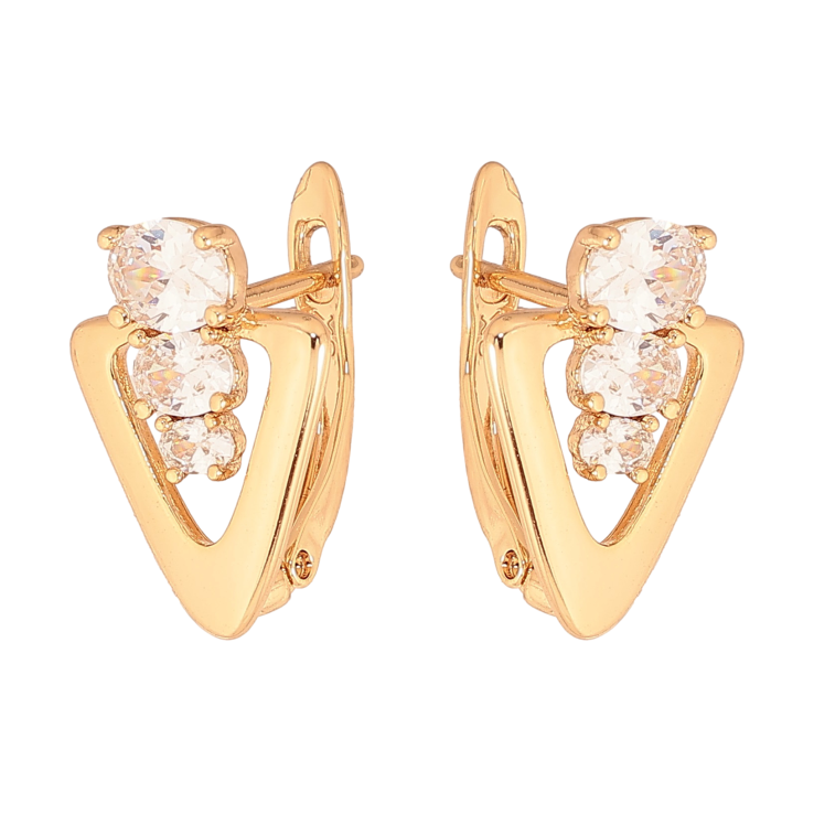 Сережки Xuping колір Позолота 18К англійський замок "Візерунок з кристалами" фото №11