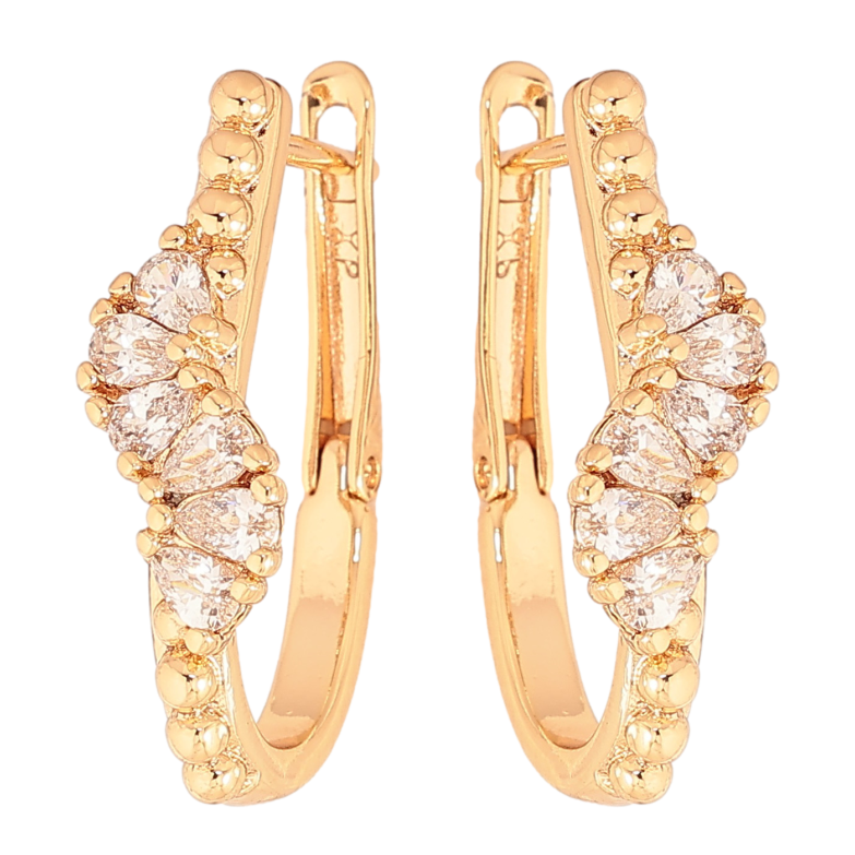 Сережки Xuping колір Позолота 18К англійський замок "Візерунок з кристалами" фото №1