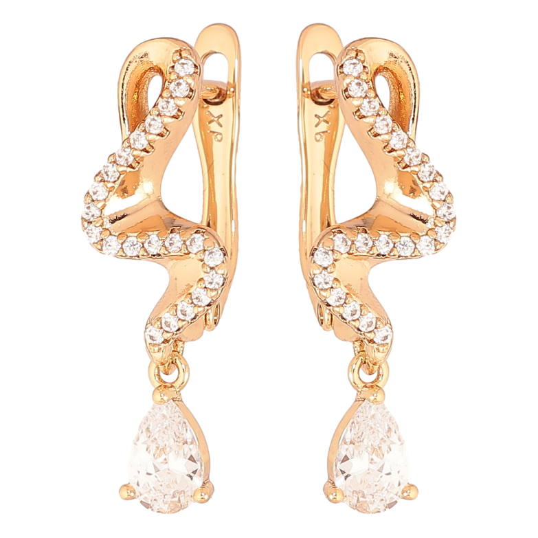 Сережки Xuping колір Позолота 18K англійський замок "Підвіски з кристалами" фото №1