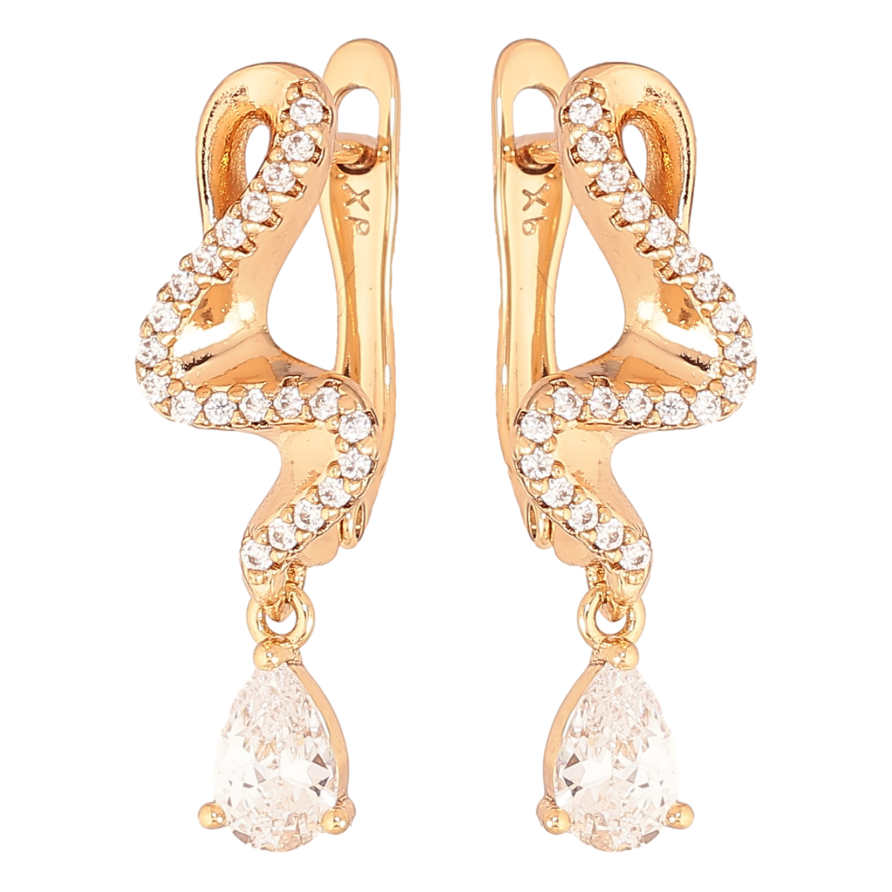 Сережки Xuping колір Позолота 18K англійський замок "Підвіски з кристалами" фото №1