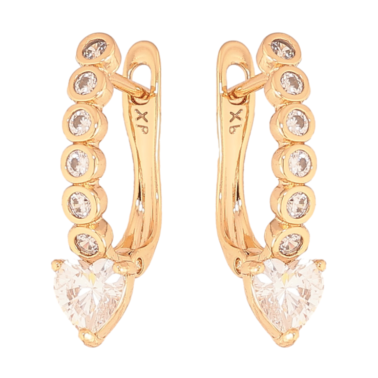 Сережки Xuping колір Позолота 18К англійський замок "Візерунок з кристальними сердечками" фото №15 Сережки Xuping колір Позолота 18К англійський замок "Візерунок з кристальними сердечками" фото №15