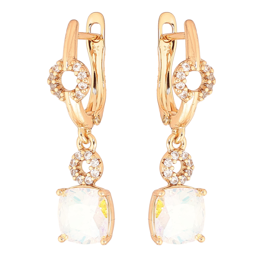 Серьги Xuping цвет Позолота 18K английский замок "Подвески с радужными кристаллами" фото №1 Серьги Xuping цвет Позолота 18K английский замок "Подвески с радужными кристаллами" фото №1