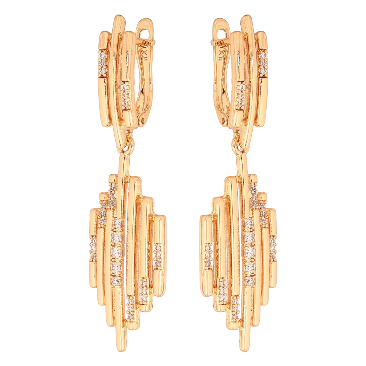 Серьги Xuping цвет Позолота 18К английский замок "Декоративные подвески с кристаллами" фото №14