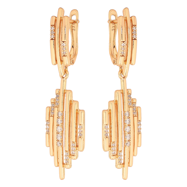 Серьги Xuping цвет Позолота 18К английский замок "Декоративные подвески с кристаллами" фото №1