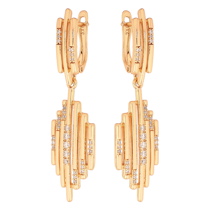 Серьги Xuping цвет Позолота 18К английский замок "Декоративные подвески с кристаллами" фото №1