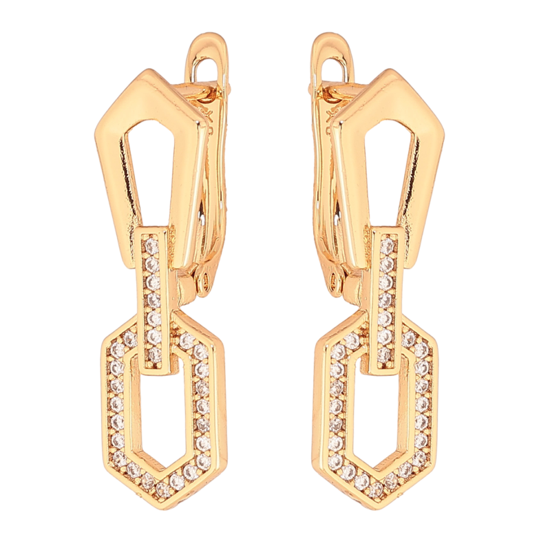 Сережки Xuping колір Позолота 18K англійський замок "Підвіски з кристалами" фото №5