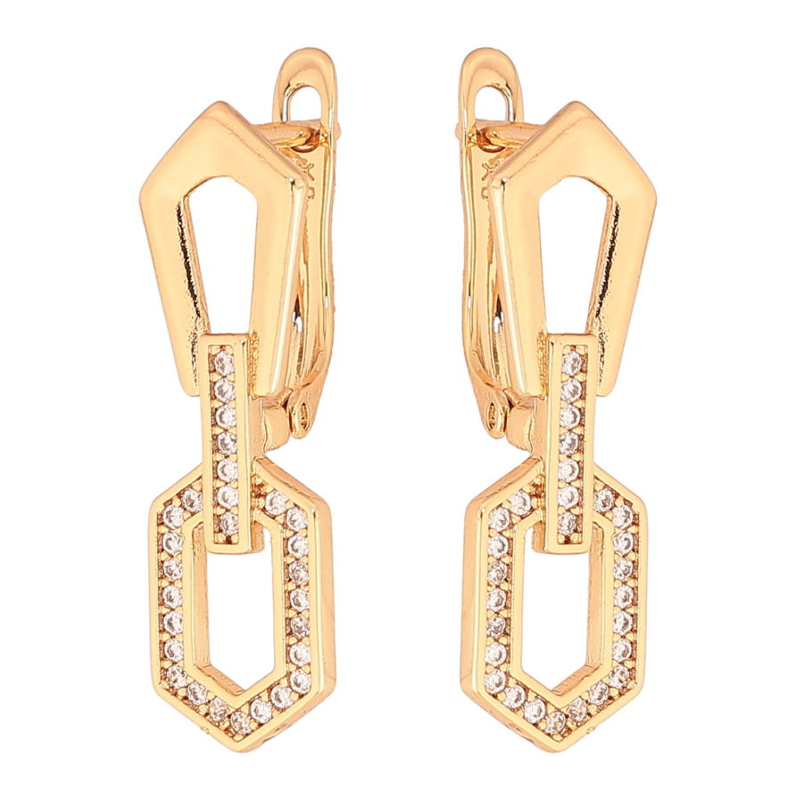 Сережки Xuping колір Позолота 18K англійський замок "Підвіски з кристалами" фото №1