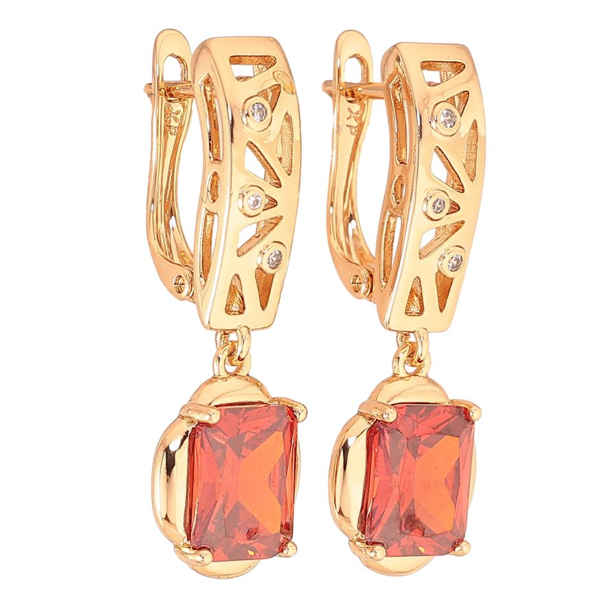 Сережки Xuping колір Позолота 18K англійський замок "Підвіски з красними кристалами" фото №1 Сережки Xuping колір Позолота 18K англійський замок "Підвіски з красними кристалами" фото №1