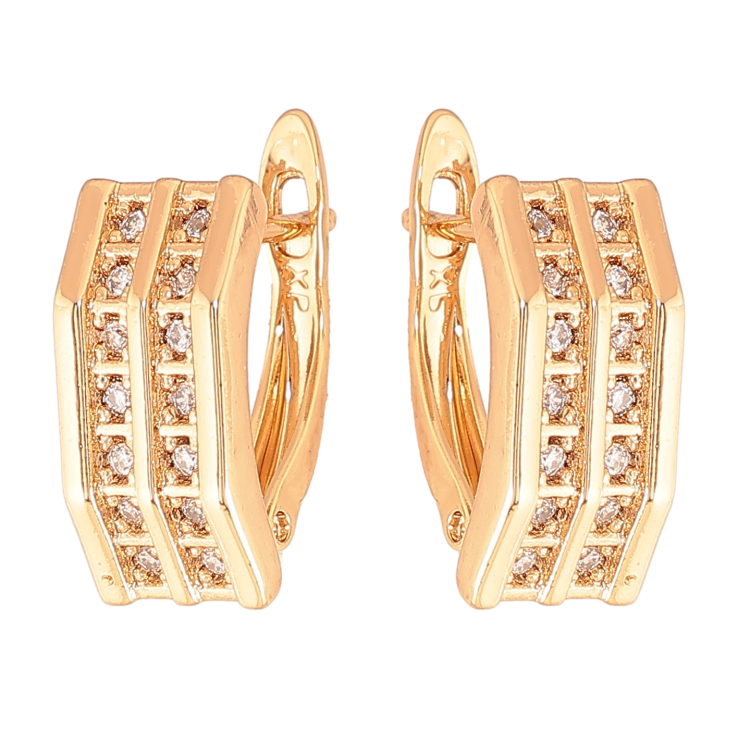 Серьги Xuping цвет Позолота 18K английский замок "Узор с кристаллами" фото №7