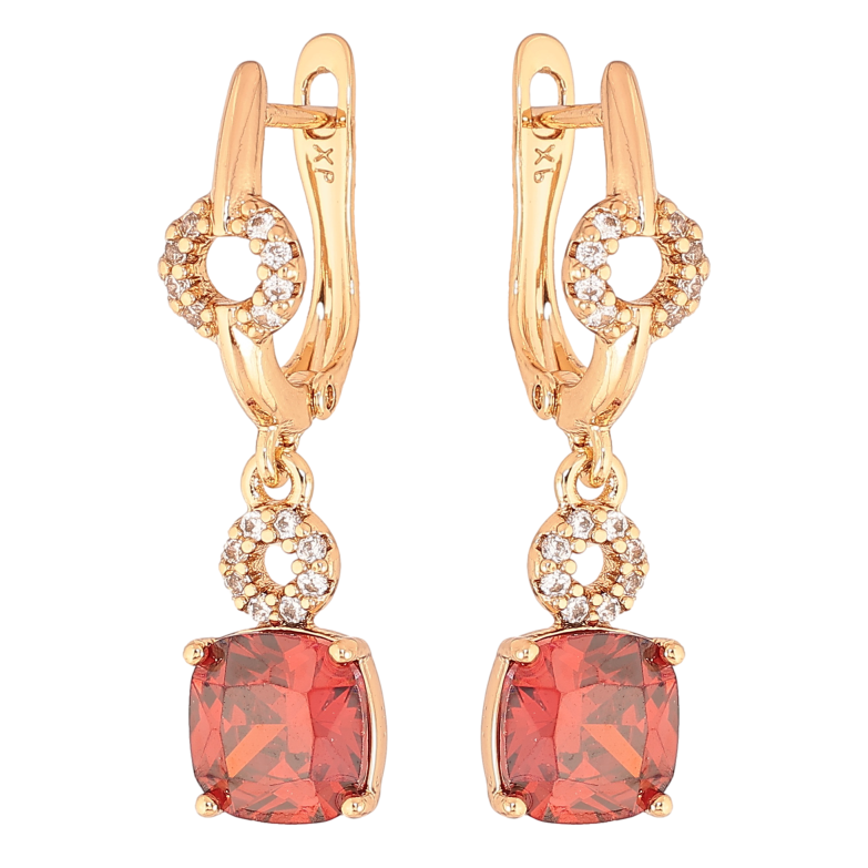 Сережки Xuping колір Позолота 18K англійський замок "Підвіски з червоними кристалами" фото №1 Сережки Xuping колір Позолота 18K англійський замок "Підвіски з червоними кристалами" фото №1