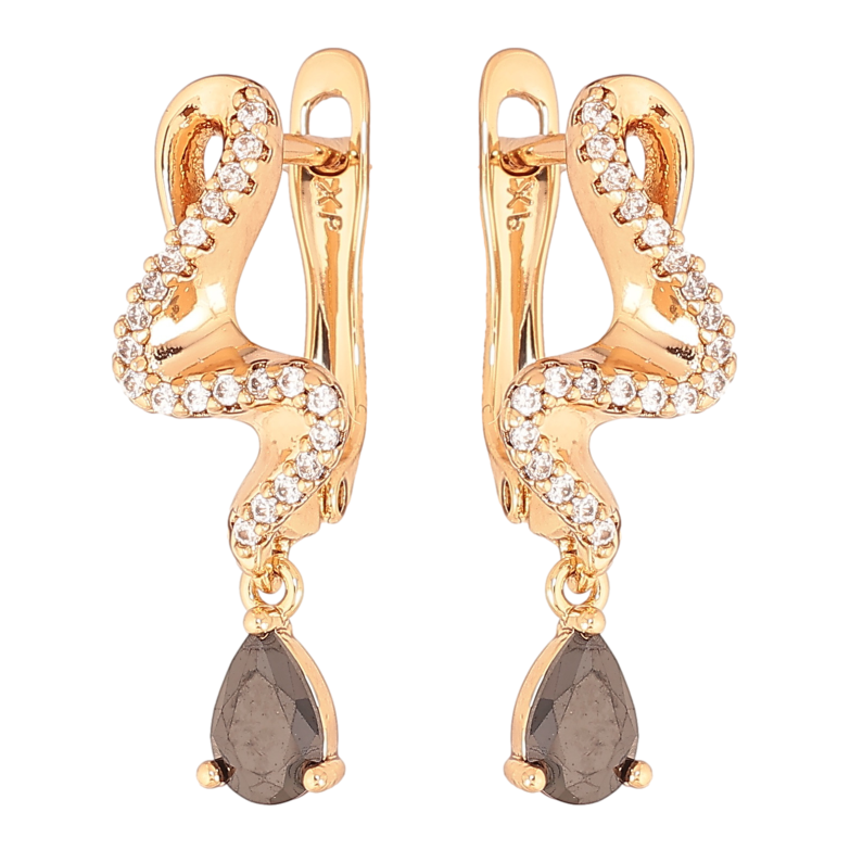 Сережки Xuping колір Позолота 18K англійський замок "Підвіски з чорними кристалами" фото №1 Сережки Xuping колір Позолота 18K англійський замок "Підвіски з чорними кристалами" фото №1