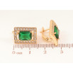 Серьги Xuping цвет Позолота 18К английский замок "Прямоугольники с зелеными кристаллами" фото №2