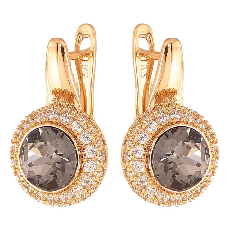 Сережки Xuping колір Позолота 18K англійський замок "Чорні кристали в обрамленні дрібних кристалів" фото №22 Сережки Xuping колір Позолота 18K англійський замок "Чорні кристали в обрамленні дрібних кристалів" фото №22