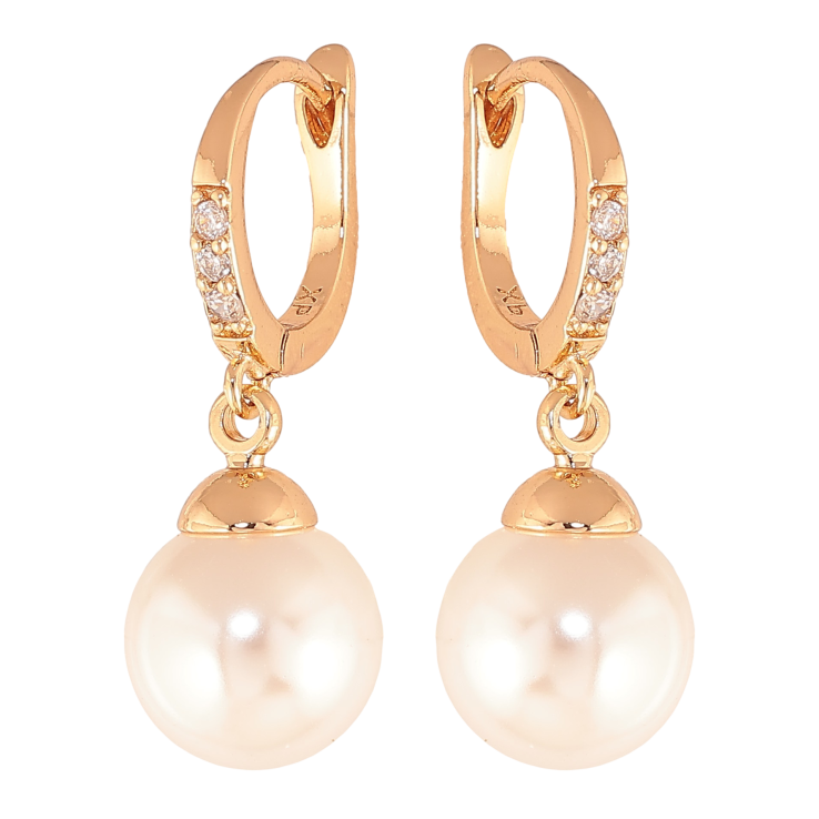 Серьги Xuping цвет Позолота 18К английский замок "Жемчужные подвески" фото №17