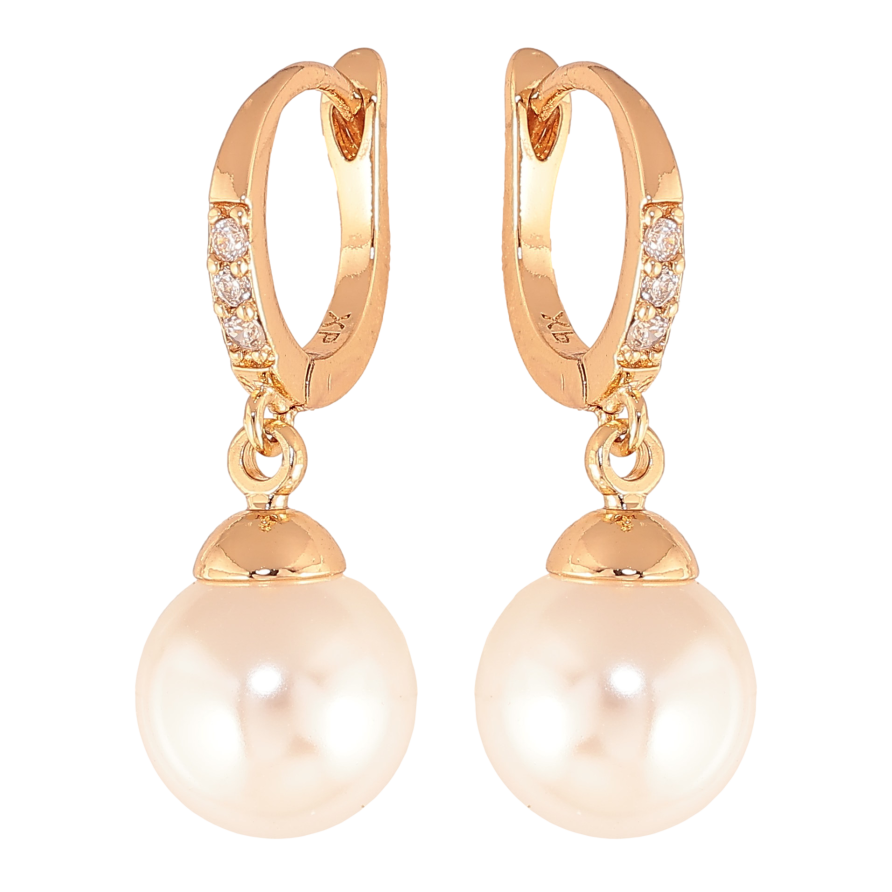 Серьги Xuping цвет Позолота 18К английский замок "Жемчужные подвески" фото №1