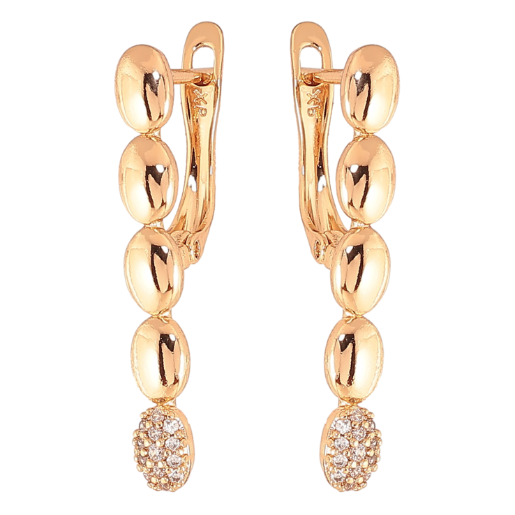 Серьги Xuping цвет Позолота 18К английский замок "Узор с кристаллами" фото №11 Серьги Xuping цвет Позолота 18К английский замок "Узор с кристаллами" фото №11