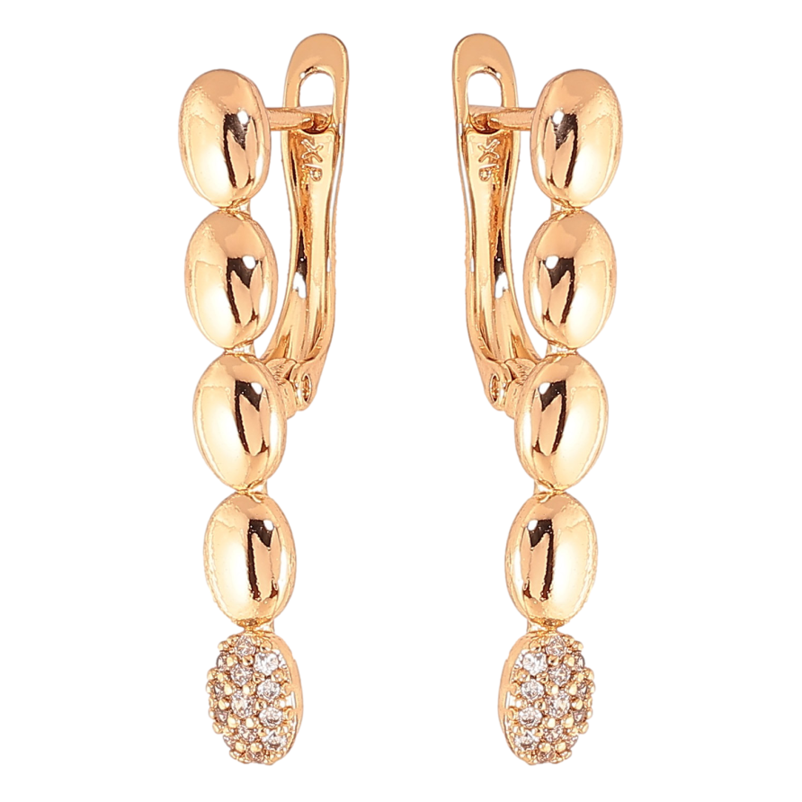 Серьги Xuping цвет Позолота 18К английский замок "Узор с кристаллами" фото №1 Серьги Xuping цвет Позолота 18К английский замок "Узор с кристаллами" фото №1