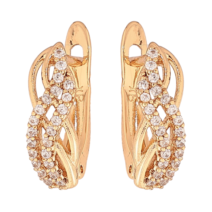 Сережки Xuping колір Позолота 18К англійський замок "Візерунок з кристалами" фото №13 Сережки Xuping колір Позолота 18К англійський замок "Візерунок з кристалами" фото №13