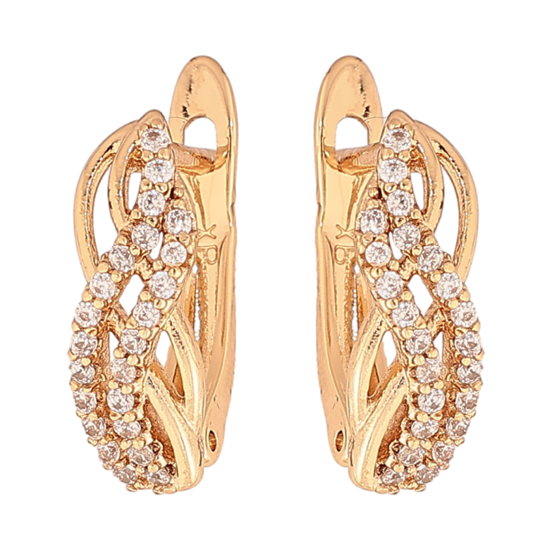 Серьги Xuping цвет Позолота 18К английский замок "Узор с кристаллами" фото №1 Серьги Xuping цвет Позолота 18К английский замок "Узор с кристаллами" фото №1