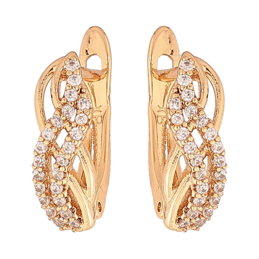 Сережки Xuping колір Позолота 18К англійський замок "Візерунок з кристалами" фото №1