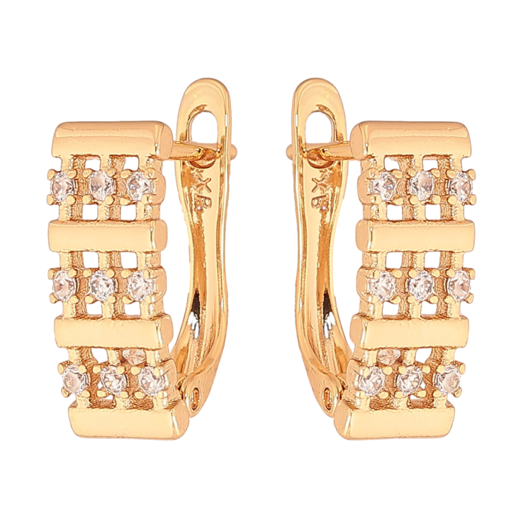 Серьги Xuping цвет Позолота 18К английский замок "Узор с кристаллами" фото №20