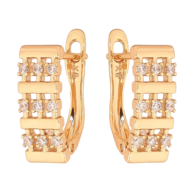 Серьги Xuping цвет Позолота 18К английский замок "Узор с кристаллами" фото №1 Серьги Xuping цвет Позолота 18К английский замок "Узор с кристаллами" фото №1