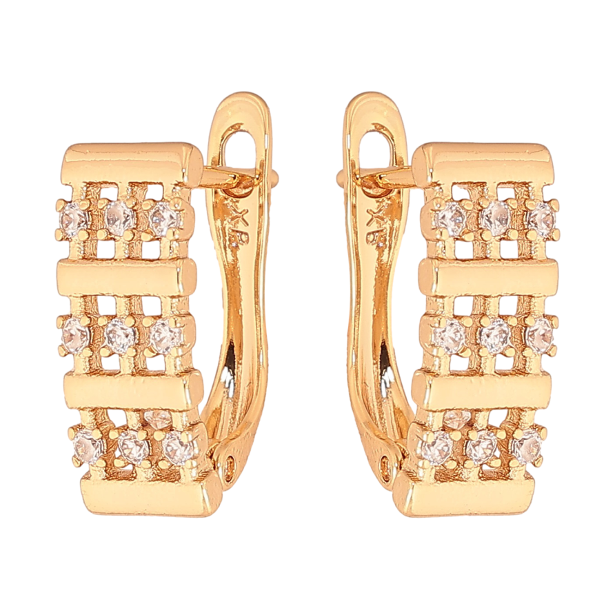 Серьги Xuping цвет Позолота 18К английский замок "Узор с кристаллами" фото №1 Серьги Xuping цвет Позолота 18К английский замок "Узор с кристаллами" фото №1