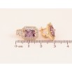Серьги Xuping цвет Позолота 18K английский замок "Сиреневый кристалл в обрамлении" фото №2