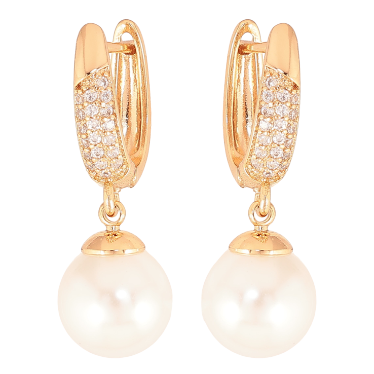 Сережки Xuping колір Позолота 18К англійський замок "Перлинні підвіски" фото №20