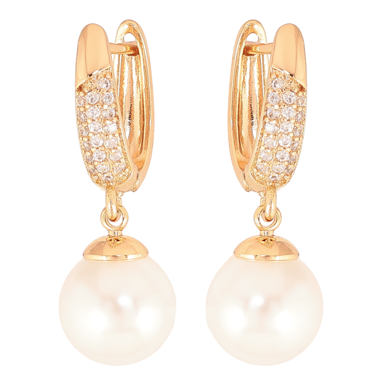 Сережки Xuping колір Позолота 18К англійський замок "Перлинні підвіски" фото №1 Сережки Xuping колір Позолота 18К англійський замок "Перлинні підвіски" фото №1