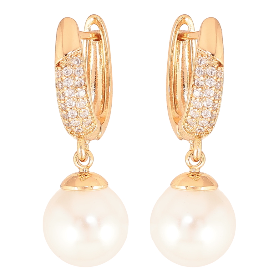 Сережки Xuping колір Позолота 18К англійський замок "Перлинні підвіски" фото №1 Сережки Xuping колір Позолота 18К англійський замок "Перлинні підвіски" фото №1