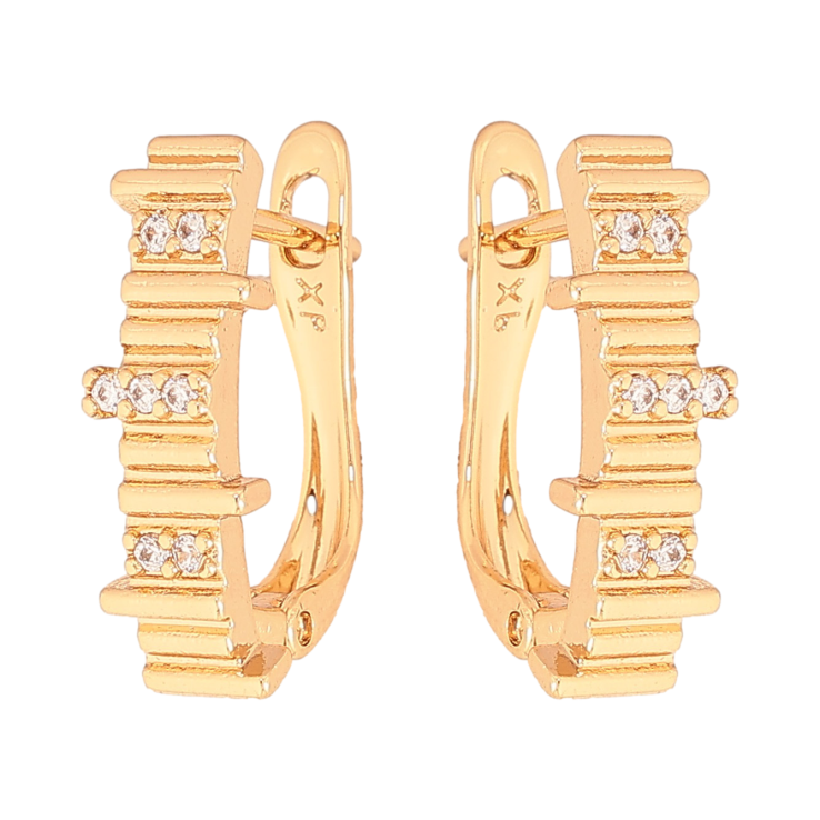 Сережки Xuping колір Позолота 18K англійський замок "Візерунок з кристалами" фото №4 Сережки Xuping колір Позолота 18K англійський замок "Візерунок з кристалами" фото №4