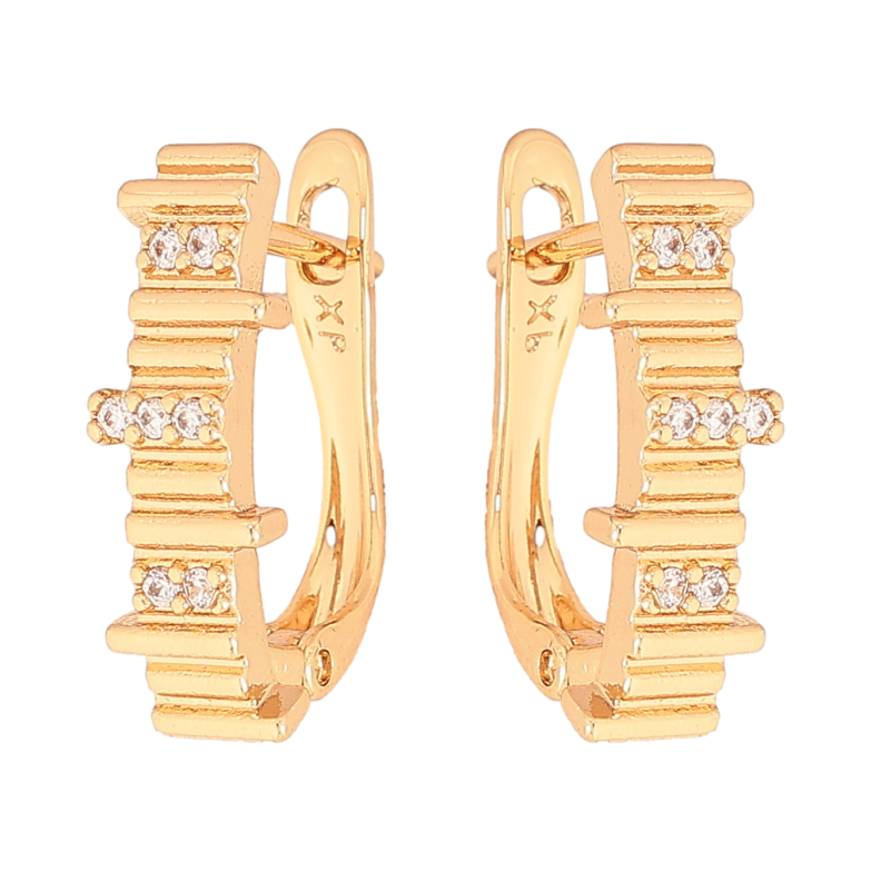 Сережки Xuping колір Позолота 18K англійський замок "Візерунок з кристалами" фото №3