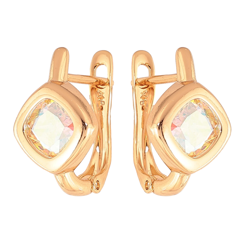 Сережки Xuping колір Позолота 18K англійський замок "Райдужні кристальні ромби" фото №1 Сережки Xuping колір Позолота 18K англійський замок "Райдужні кристальні ромби" фото №1